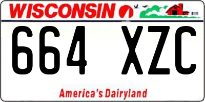 WI license plate 664XZC
