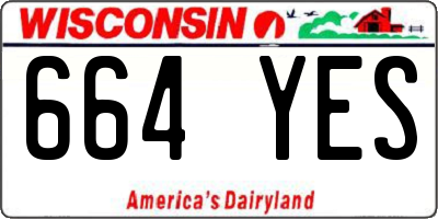 WI license plate 664YES