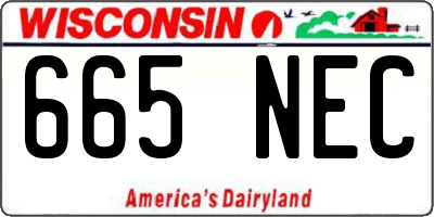 WI license plate 665NEC