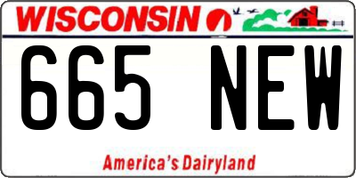 WI license plate 665NEW