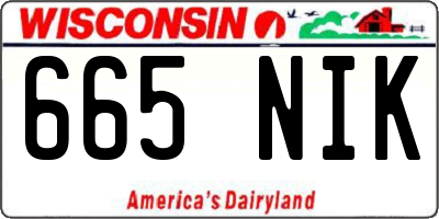 WI license plate 665NIK