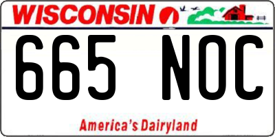 WI license plate 665NOC