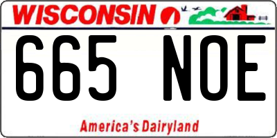 WI license plate 665NOE