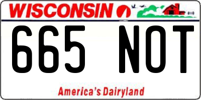 WI license plate 665NOT