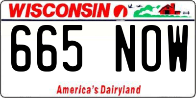 WI license plate 665NOW