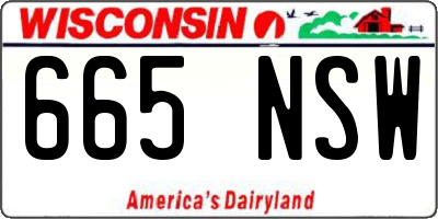 WI license plate 665NSW