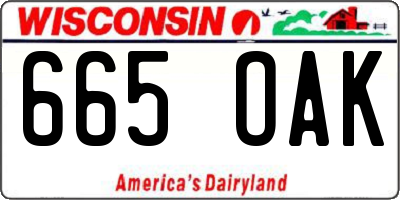 WI license plate 665OAK