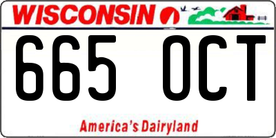 WI license plate 665OCT