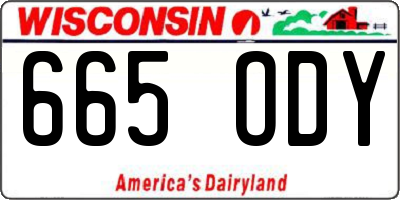 WI license plate 665ODY