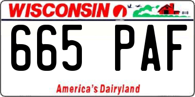 WI license plate 665PAF
