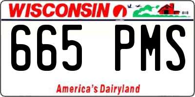WI license plate 665PMS