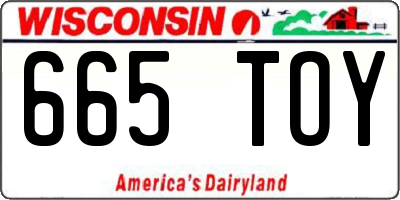 WI license plate 665TOY