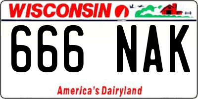 WI license plate 666NAK
