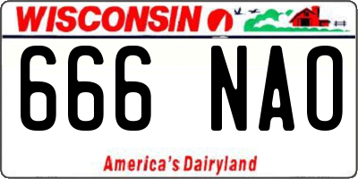 WI license plate 666NAO