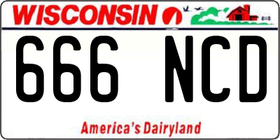 WI license plate 666NCD