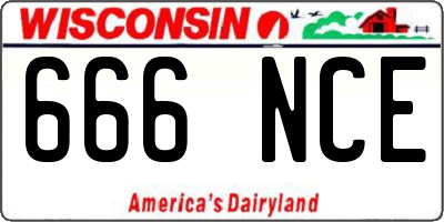 WI license plate 666NCE