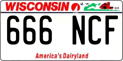 WI license plate 666NCF