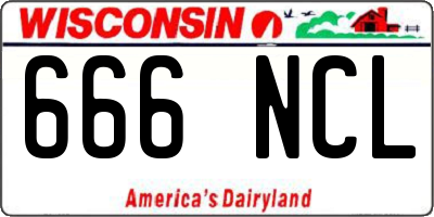 WI license plate 666NCL