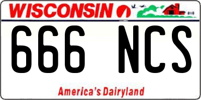 WI license plate 666NCS