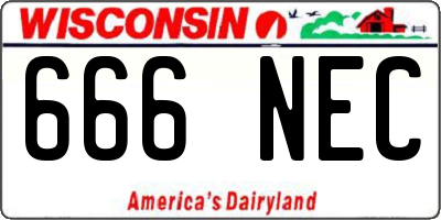 WI license plate 666NEC