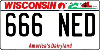 WI license plate 666NED