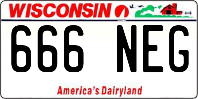 WI license plate 666NEG