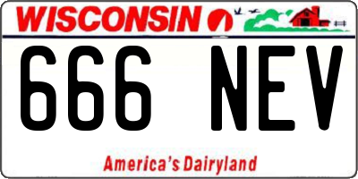 WI license plate 666NEV