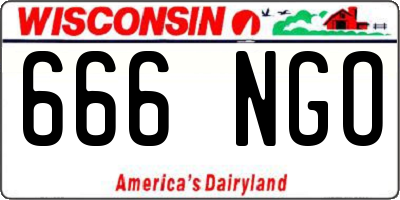 WI license plate 666NGO
