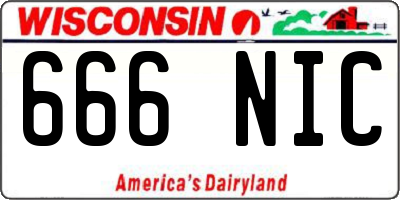 WI license plate 666NIC