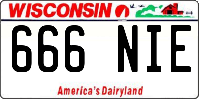 WI license plate 666NIE