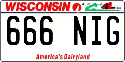 WI license plate 666NIG