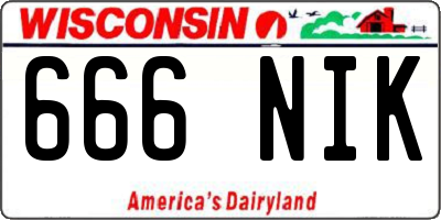 WI license plate 666NIK