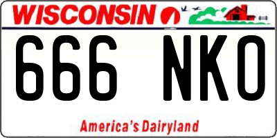 WI license plate 666NKO