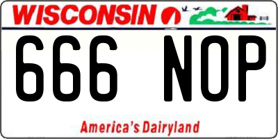 WI license plate 666NOP