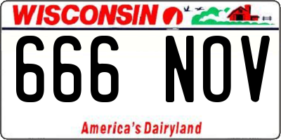 WI license plate 666NOV