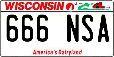 WI license plate 666NSA