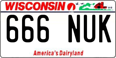 WI license plate 666NUK