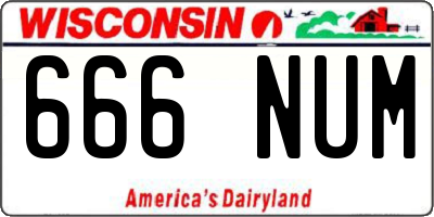 WI license plate 666NUM