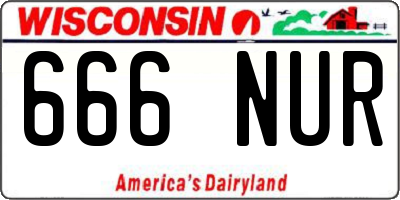 WI license plate 666NUR