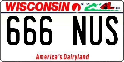 WI license plate 666NUS