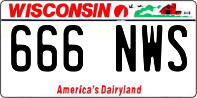 WI license plate 666NWS