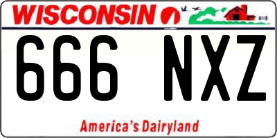 WI license plate 666NXZ