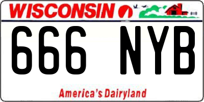 WI license plate 666NYB