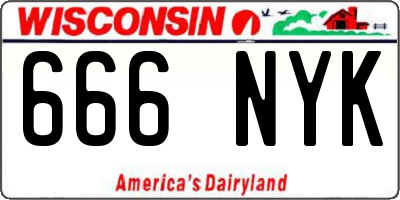 WI license plate 666NYK