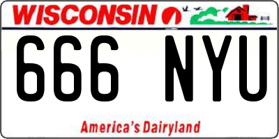 WI license plate 666NYU