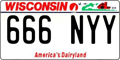 WI license plate 666NYY