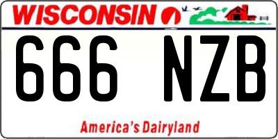 WI license plate 666NZB