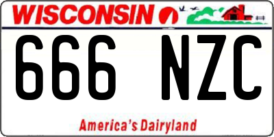 WI license plate 666NZC