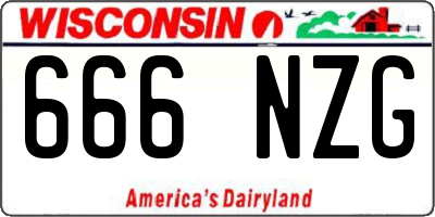 WI license plate 666NZG