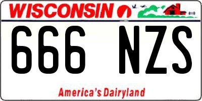 WI license plate 666NZS